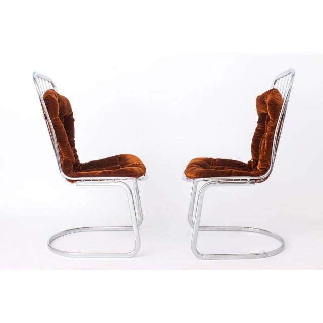 Set of 6 chrome cantilever dining chairs, attributed to gastone rinaldi for rima – italy, 1970s a striking set of six...