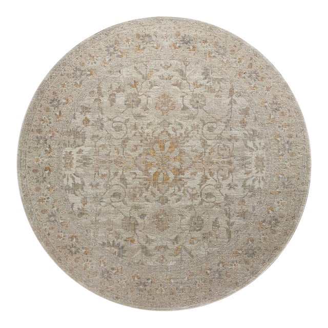 Chris Loves Julia x Loloi Rosemarie Ivory / Natural 3'-2" x 3'-2" Round Accent Rug For Sale