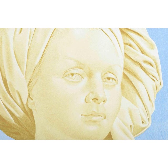 Modern Niels Strøbek, Naturalistic Portrait of a Woman with Headscarf, 1990, Color Lithograph For Sale - Image 3 of 6