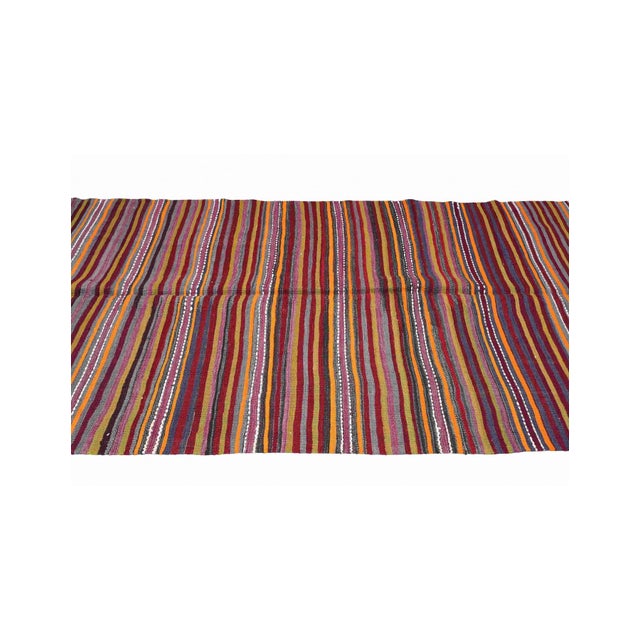 Decorative Vintage Striped Kilim Rug - 4`11" X 12`2" For Sale In Los Angeles - Image 6 of 6
