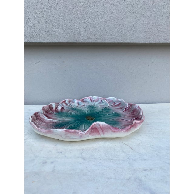 French Country French Majolica Leaves Platter , Circa 1890 For Sale - Image 3 of 6