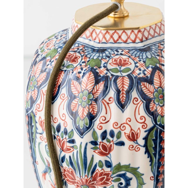 Delft Polychrome Ceramic Table Lamp from Royal Tichelaar Makkum, 1940s For Sale - Image 13 of 15