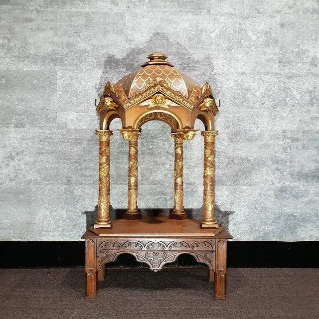 Antique Gothic Dutch Exposition Baldaquin with Madonna For Sale - Image 11 of 14