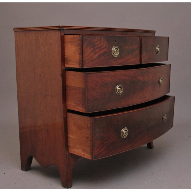 Brown Antique Flame Mahogany Bowfront Chest, 1820 For Sale - Image 8 of 12
