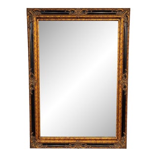 Large Baroque-Style Black and Gold Lacquered For Sale