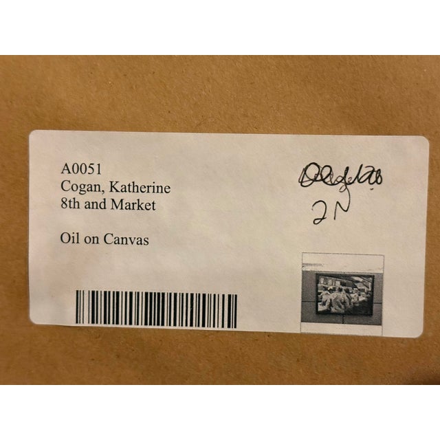 American 1980s 8th and Market, 1984 Oil on Canvas, 39 × 28 In. Signed and Dated For Sale - Image 3 of 3