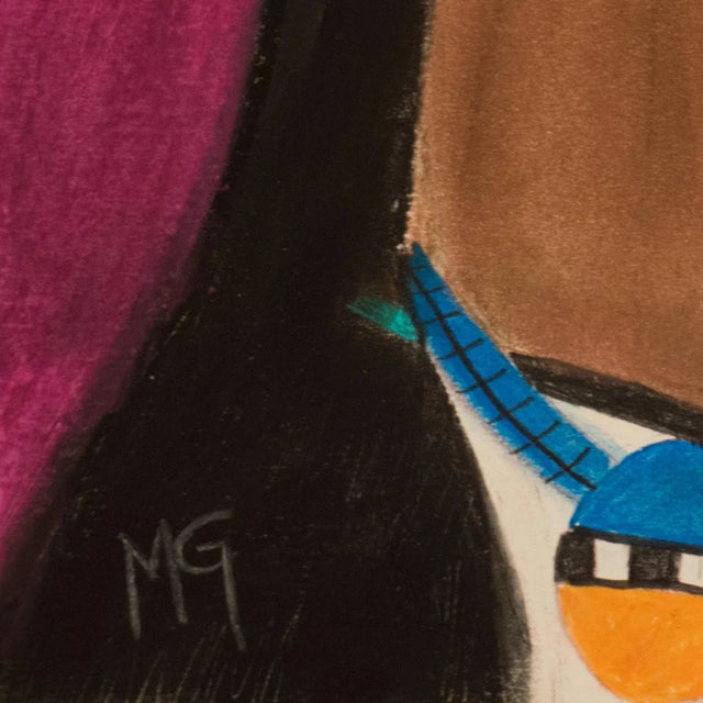 Paper 2019 “American” Contemporary Expressionist Pastel Portrait Drawing on Paper by Maria Grazia Facciolà For Sale - Image 7 of 7