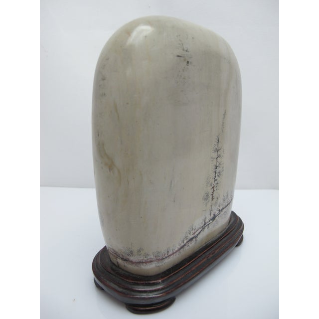 Chinese Natural Painting Dream Stone Meditational Scholars Siltstone Wood Stand For Sale - Image 10 of 12