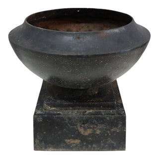 Antique Fiske School Cast Iron Garden Urn C1900 For Sale