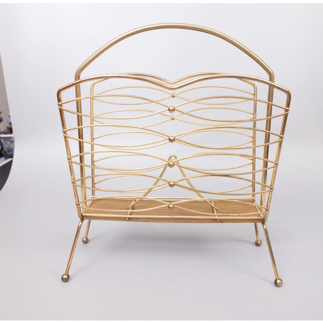 Mid-Century Modern Brass Magazine Rack For Sale In Houston - Image 6 of 6