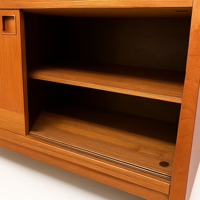 Clausen & Søn 1950s Clausen & Sons Danish Modern Teak Sideboard & Hutch With Original Glass, Attributed For Sale - Image 4 of 6