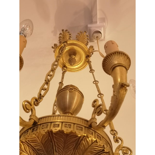 French Empire Gilt Bronze Chandelier For Sale - Image 6 of 11