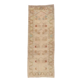 Late 20th Century Vintage Turkish Oushak Rug- 03'08 X 09'09 For Sale