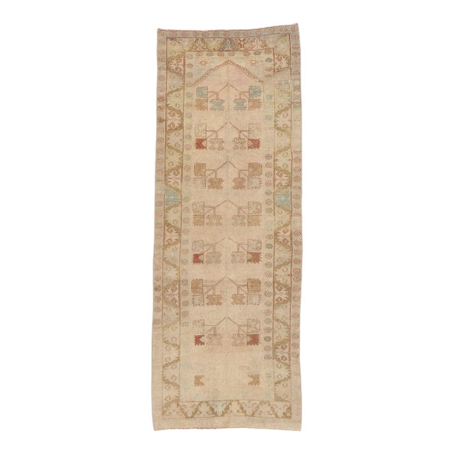 Late 20th Century Vintage Turkish Oushak Rug- 03'08 X 09'09 For Sale