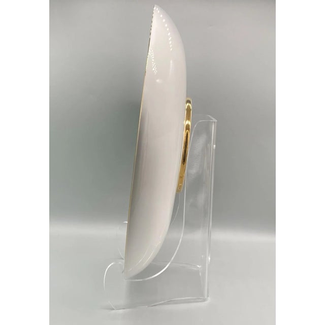 Oversized Contemporary Faux Malachite Charger/ Platter/ Bowl With Gold Accents and Acrylic Stand For Sale - Image 12 of 13