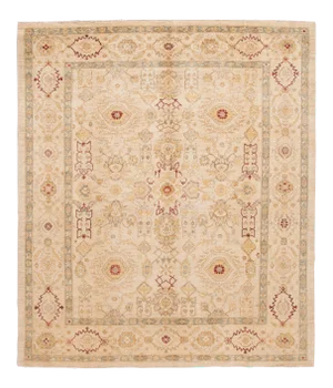 21st Century Modern Beige Peshawar Wool Rug With Floral Motif