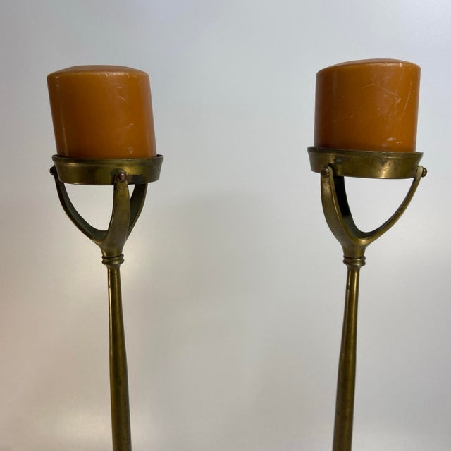 Metal Vintage Silvestri Brass Candle Holder Bird Claw Feet Handcrafted Castlecore 20" For Sale - Image 7 of 7