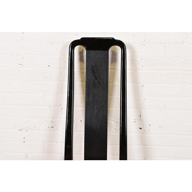 Henredon Hollywood Regency Chinoiserie Ebonized Walnut High Back Dining Chairs, Set of Six For Sale In South Bend - Image 6 of 13