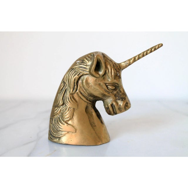 Vintage Brass Unicorn Paper Weight For Sale - Image 4 of 8
