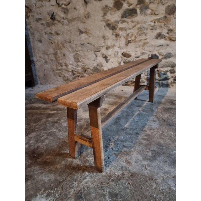 Vintage French Oak Bench, 1950s For Sale - Image 6 of 12