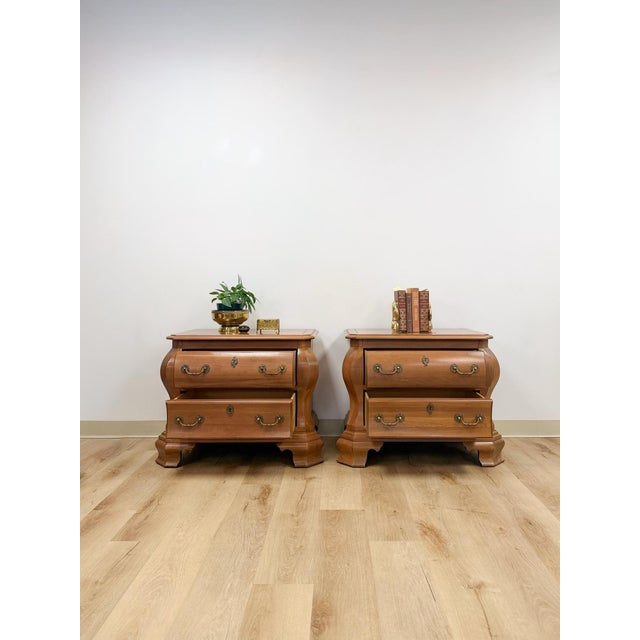 Vintage Century Furniture Provincial Curvy Nightstand Pair Classic Bedroom Table, 2 Pieces For Sale - Image 16 of 17
