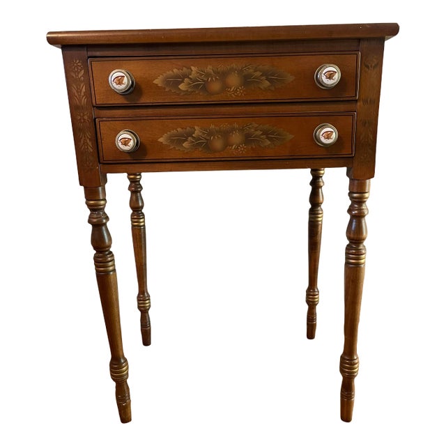 Mid 20th Century Vintage L. Hitchcock Stenciled Nightstand For Sale