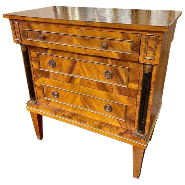 Wood Continental Empire Style Burl Wood and Ebonized Side Table For Sale - Image 7 of 8