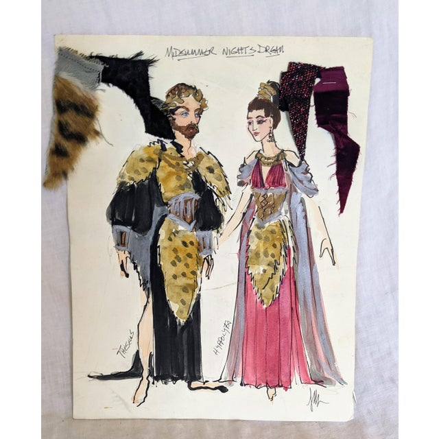 Textile 1980s Costume Mixed-Media Illustrations by Jeffrey Ullman - Set of 7 For Sale - Image 7 of 12
