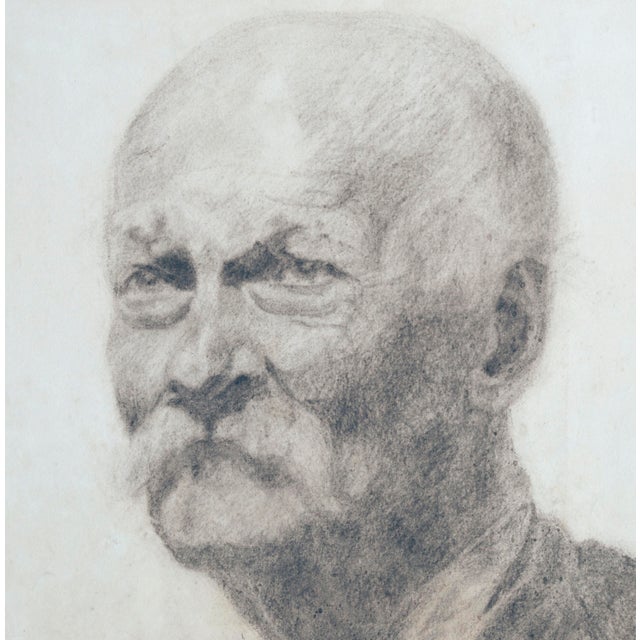 Realism William Clothier Watts Portrait of a Gentleman Realism Charcoal on Paper 1956 For Sale - Image 3 of 4