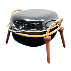Anker-Line Casserole Dish & Teak Stand by Jens Quistgaard for De Forenede Jernstoeberier, 1950s, Set of 2