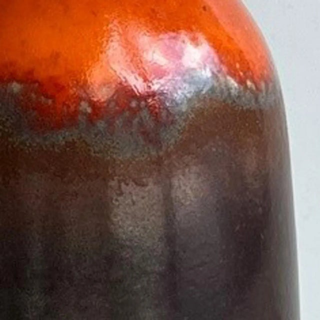 Fat Lava Green Brown Orange Ceramic Table Lamp, West Germany, 1970 For Sale - Image 3 of 18