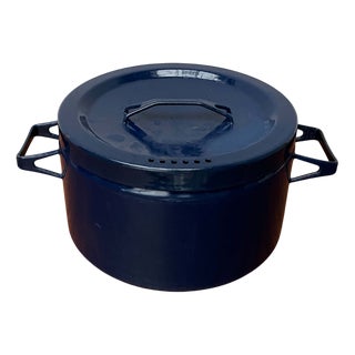 Mid-Century Modern Minimalist Blue Enamel Pot by Seppo Mallat for Finel, Finland, 1960s For Sale