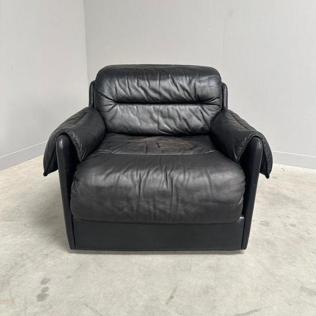 Black Leather Club Chair by Dreipunkt, 1970s For Sale - Image 4 of 15