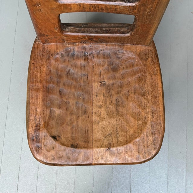 Pair of Vintage Hand-Carved Modernist/Brutalist Ladder-Back Chairs For Sale - Image 12 of 12