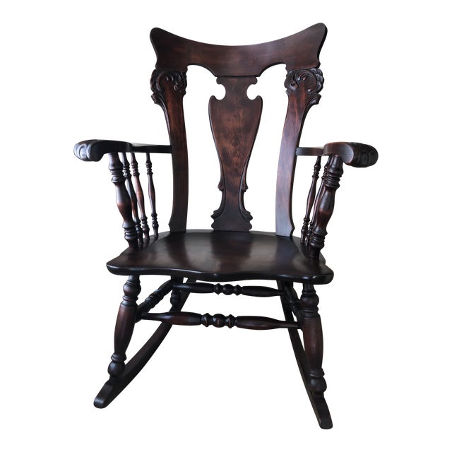 Jacobean Colonial RevivalInspired Carved Rocking Chair Chairish