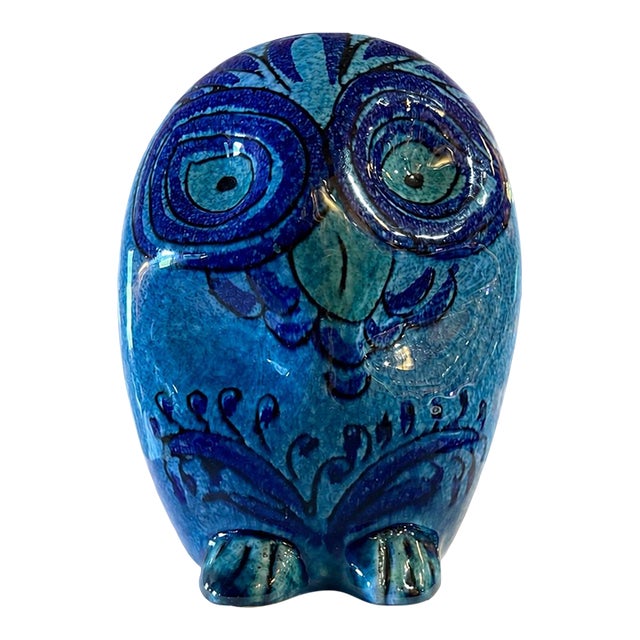 Vintage Italian Studio Pottery Owl Money Box, Bitossi/Aldo Londi Style, Signed “Italy”, C. 1970s For Sale