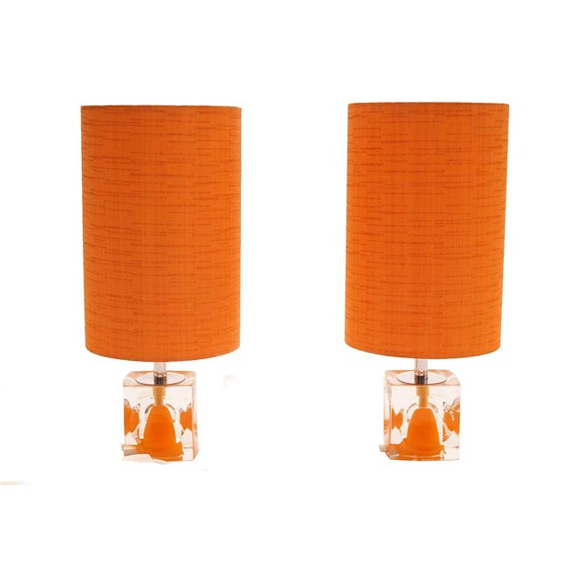 Orange Space Age Table Lamps with Orange Shades, 1970s, Set of 2 For Sale - Image 8 of 8