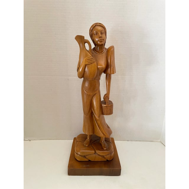 Vintage Val Robbins Old World Teakwood Sculpture Marked For Sale - Image 10 of 10