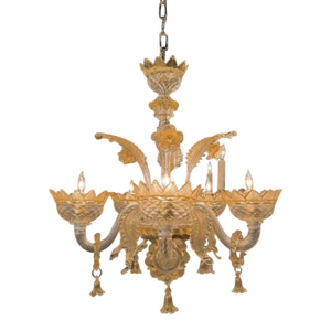 Murano Amber and Clear Venetian Chandelier