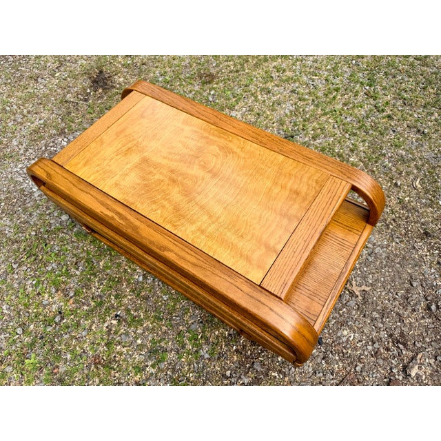 1980s Post Modern Lou Hodges Inspired Oak & Smoked Glass Living Room Set by the Stratford Company For Sale - Image 6 of 12