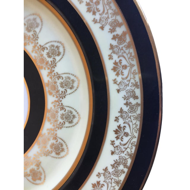 Heinrich & Co. Antique Black Striped Floral Cabinet Plates - Set of 12 For Sale - Image 4 of 5