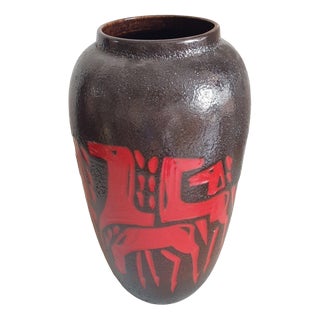 Floor Vase with Horses from Scheurich Keramik, 1960s For Sale