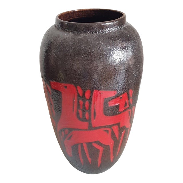 Floor Vase with Horses from Scheurich Keramik, 1960s For Sale