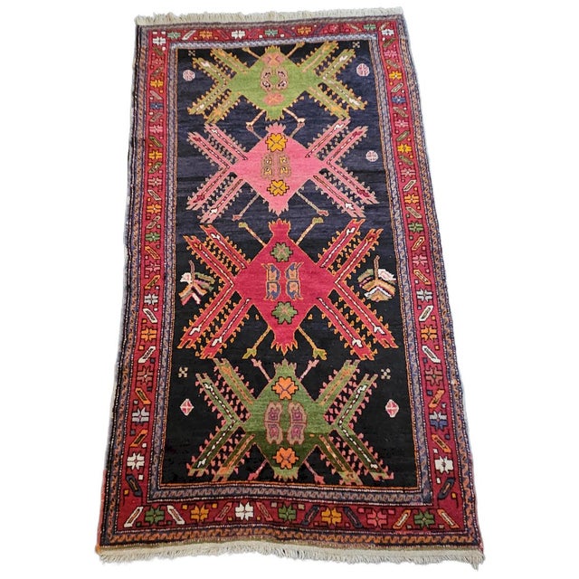 Vintage Caucasian Karabagh Rug in Hand-Knotted Wool with Geometric Medallions, 1980s For Sale - Image 9 of 10