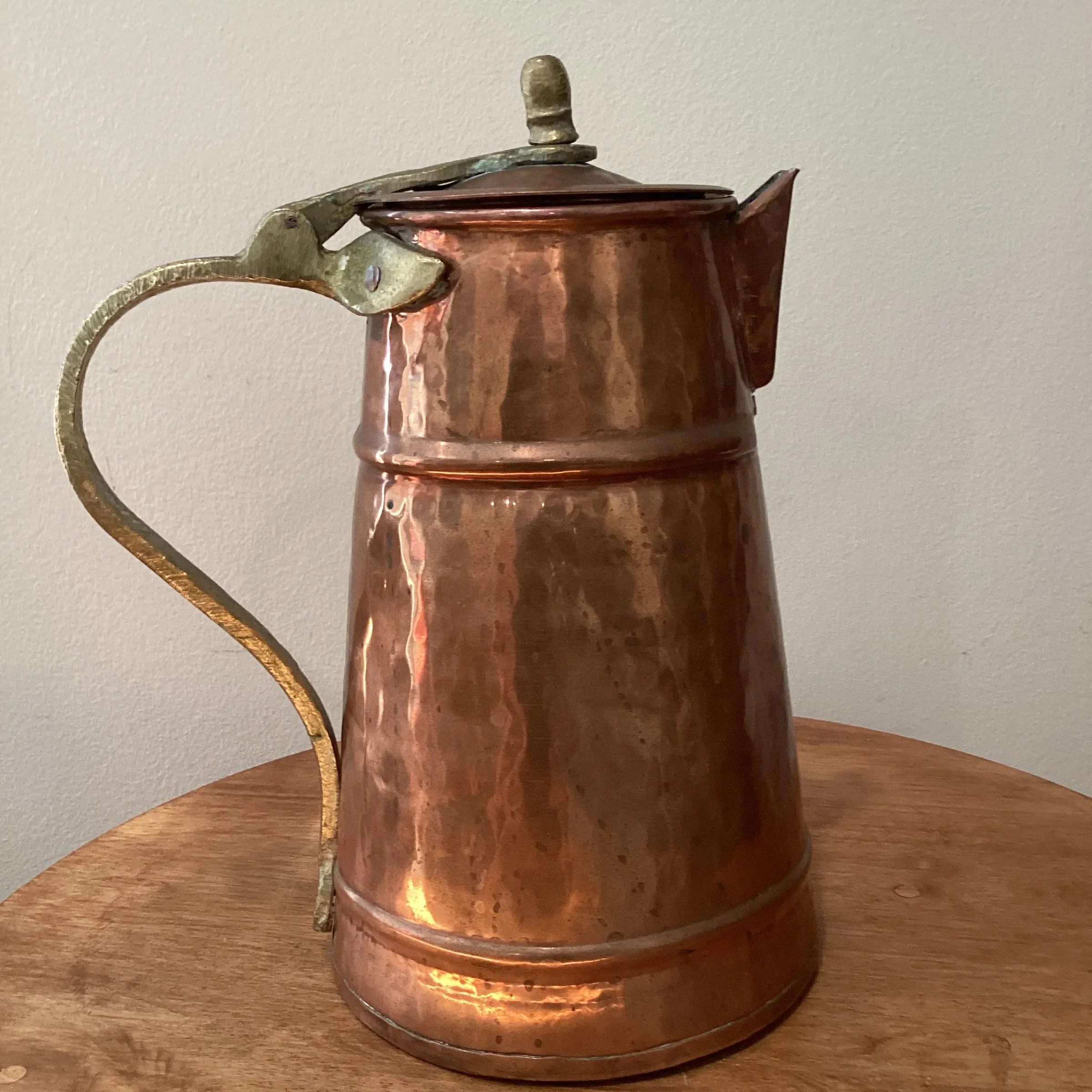 Vintage Hammered Copper Coffee Pot Original Patina | Chairish