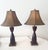 Vintage Hourglass “Turned” Shaped Two-toned Dark Pair of Lamps. Measures 28.5 inches in height, 16 inches in width and 16...