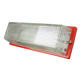 Space Age Wall Lamp with Red Plastic and Glass, Czechoslovak, 1970s For Sale