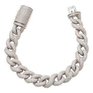 14k White Gold 9.5 Ct Natural Diamond Infinity Bracelet, 8 In For Sale