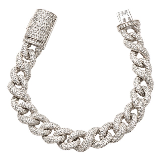 14k White Gold 9.5 Ct Natural Diamond Infinity Bracelet, 8 In For Sale