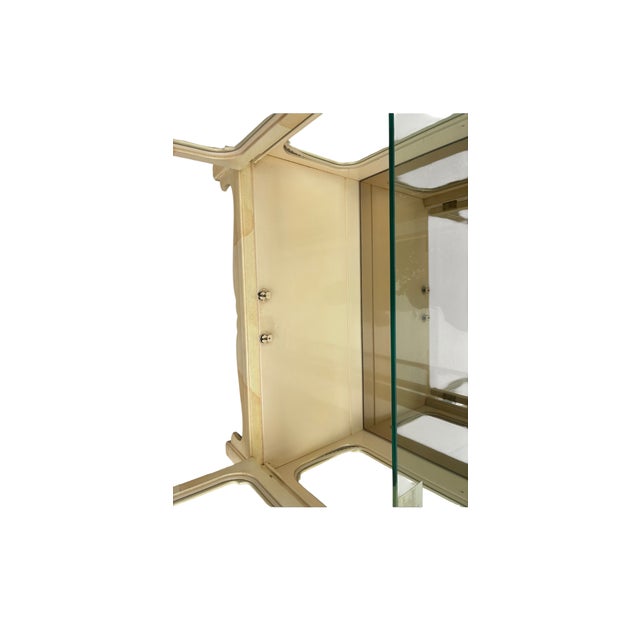 Vintage Henredon Faux Goatskin Pan Asian Campaign Curio Cabinet Hutch Display For Sale - Image 14 of 17